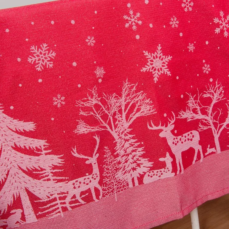 Christmas Design Water Proof Yarn Dyed 100% Polyester Jacquard Tablecloth