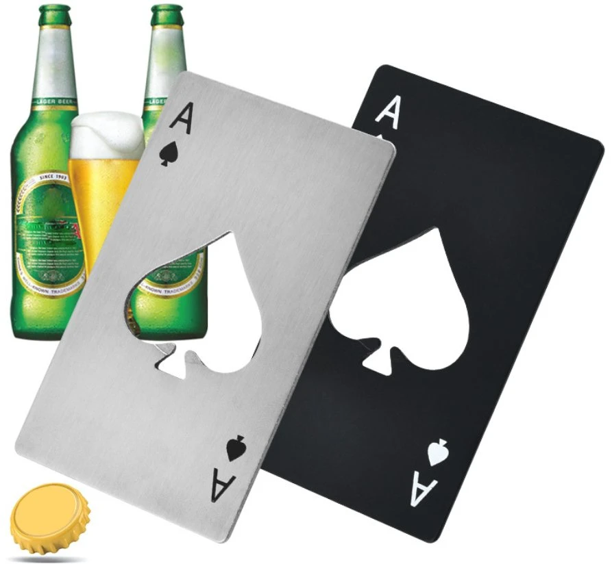 Création de cartes à jouer en acier inoxydable Ace of Spades ouvre-bouteille de bière