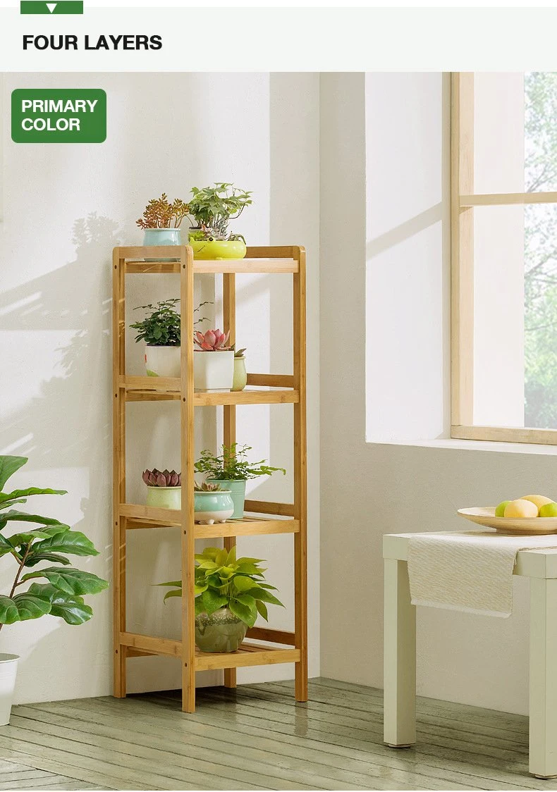 Simple Installation of Anticorrosive Bamboo Five Layer Plant Stand Stable Structure