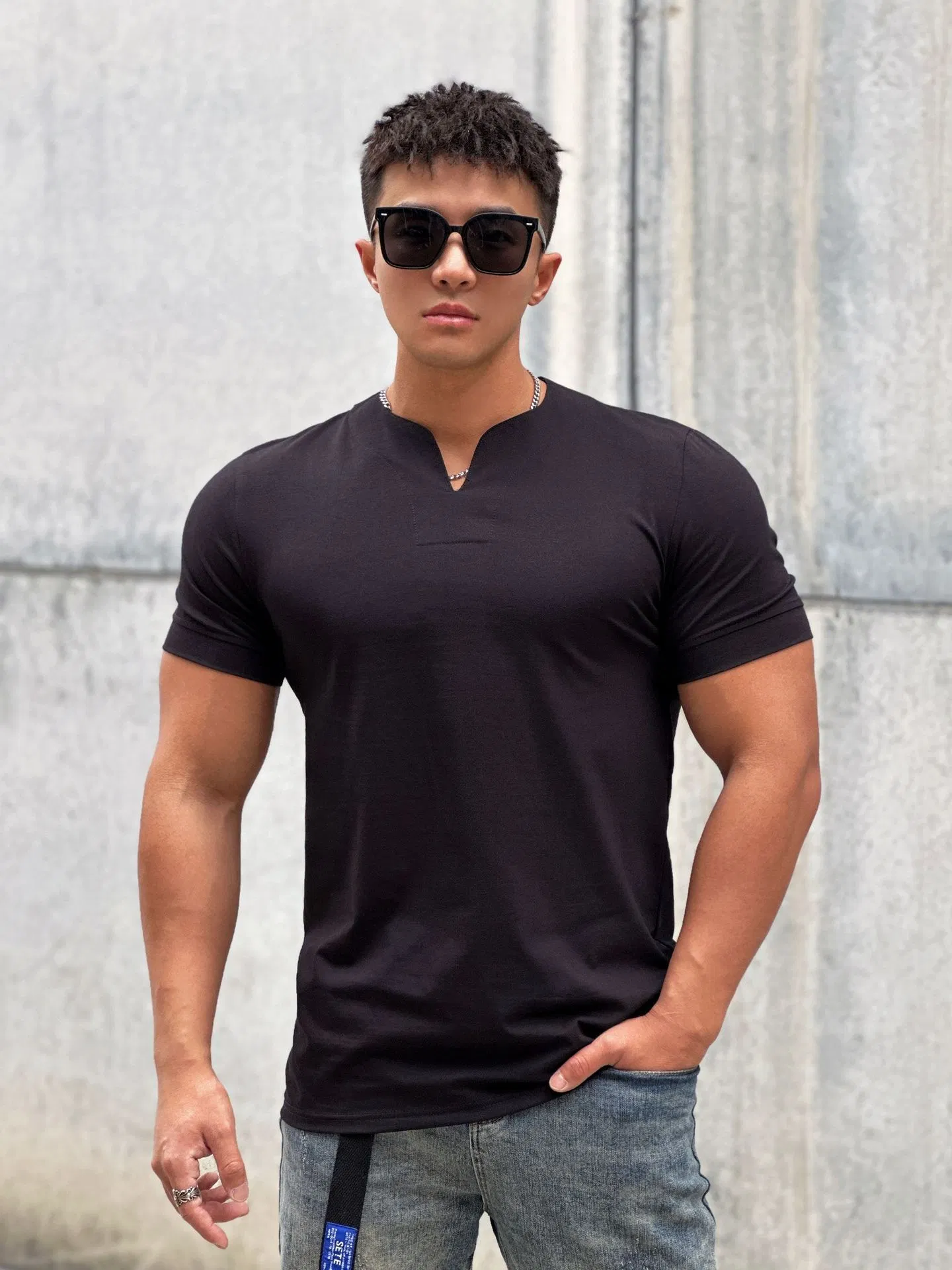 Big Size Sports Men's Fashion Trend Loose V-Neck Short-Sleeved Top Summer T-Shirt