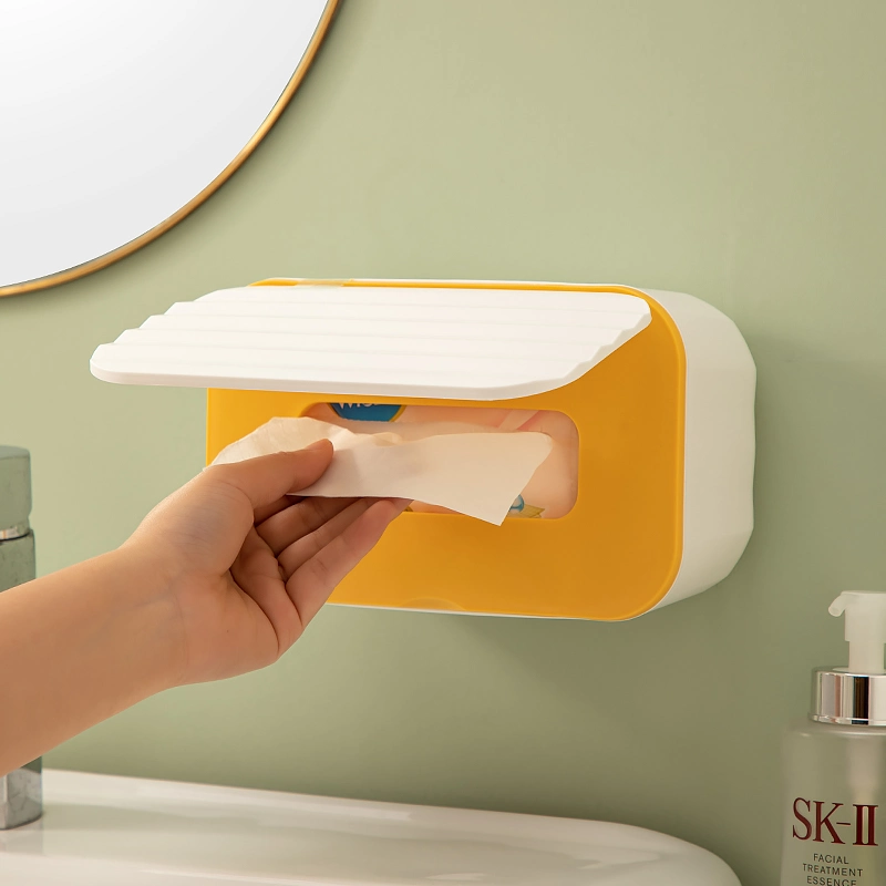 2151 Wall Mounted Kitchen Bathroom Plastic Tissue Box with Lid