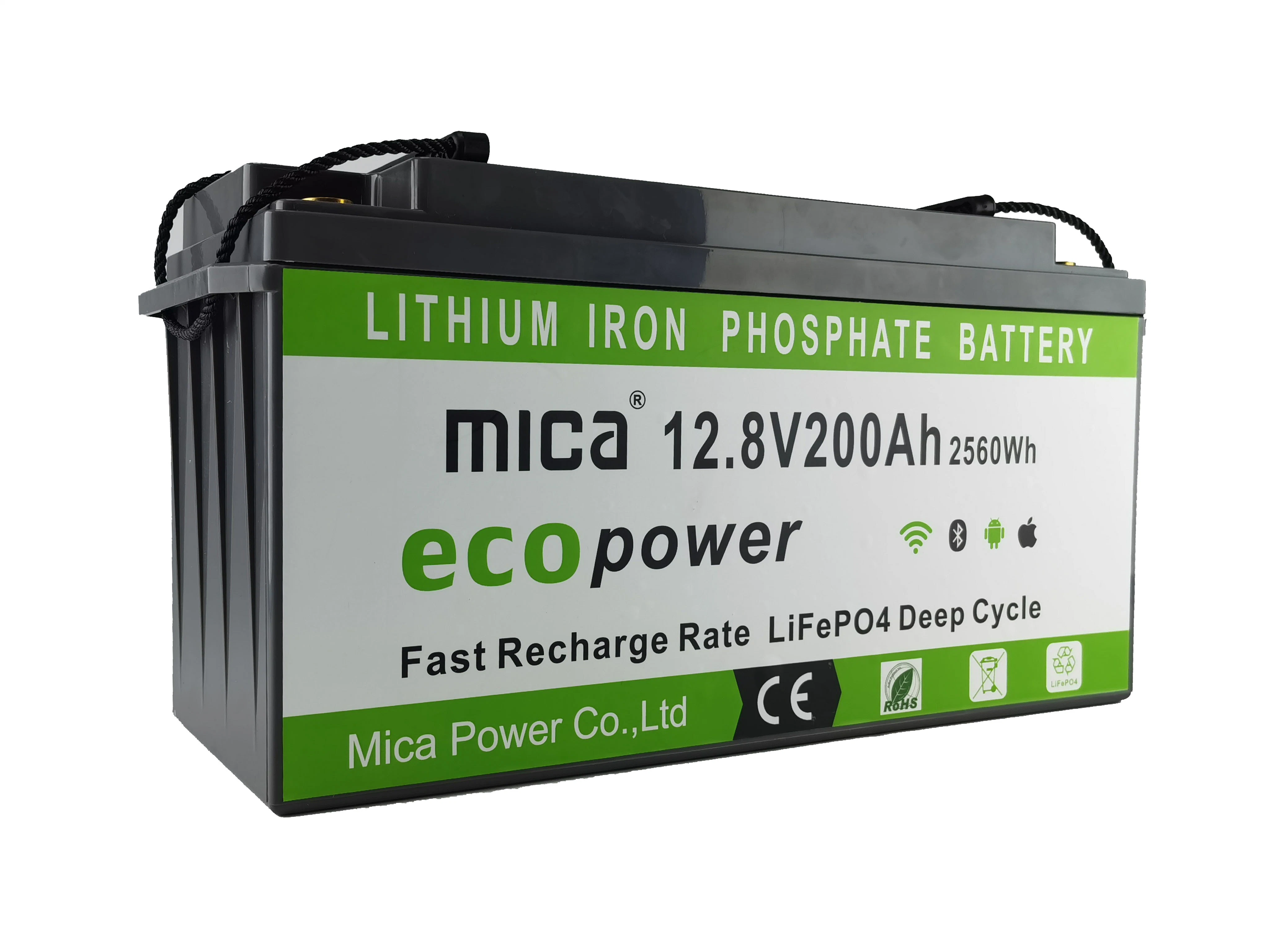Lithium-Phosphat-LiFePO4-Batterie ab Werk 12V 12,8V 24V 36V 200Ah/100Ah/300ah 12V für Solarenergiespeicher/Marine/Wohnmobil/Boot/Bluetooth APP mit UN38,3/UL