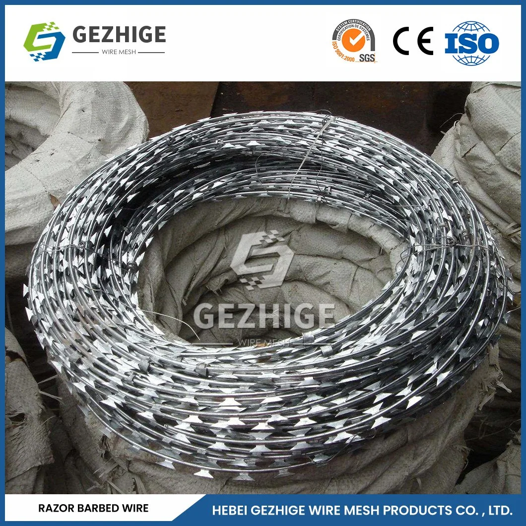 Gezhige 200 м Barbed Wire Factory 200 м Длина рулона Нержавеющая сталь Спиральный провод для зазучивания No 16#X16# SWG Fencing Razor Barbed Wire (Китай)