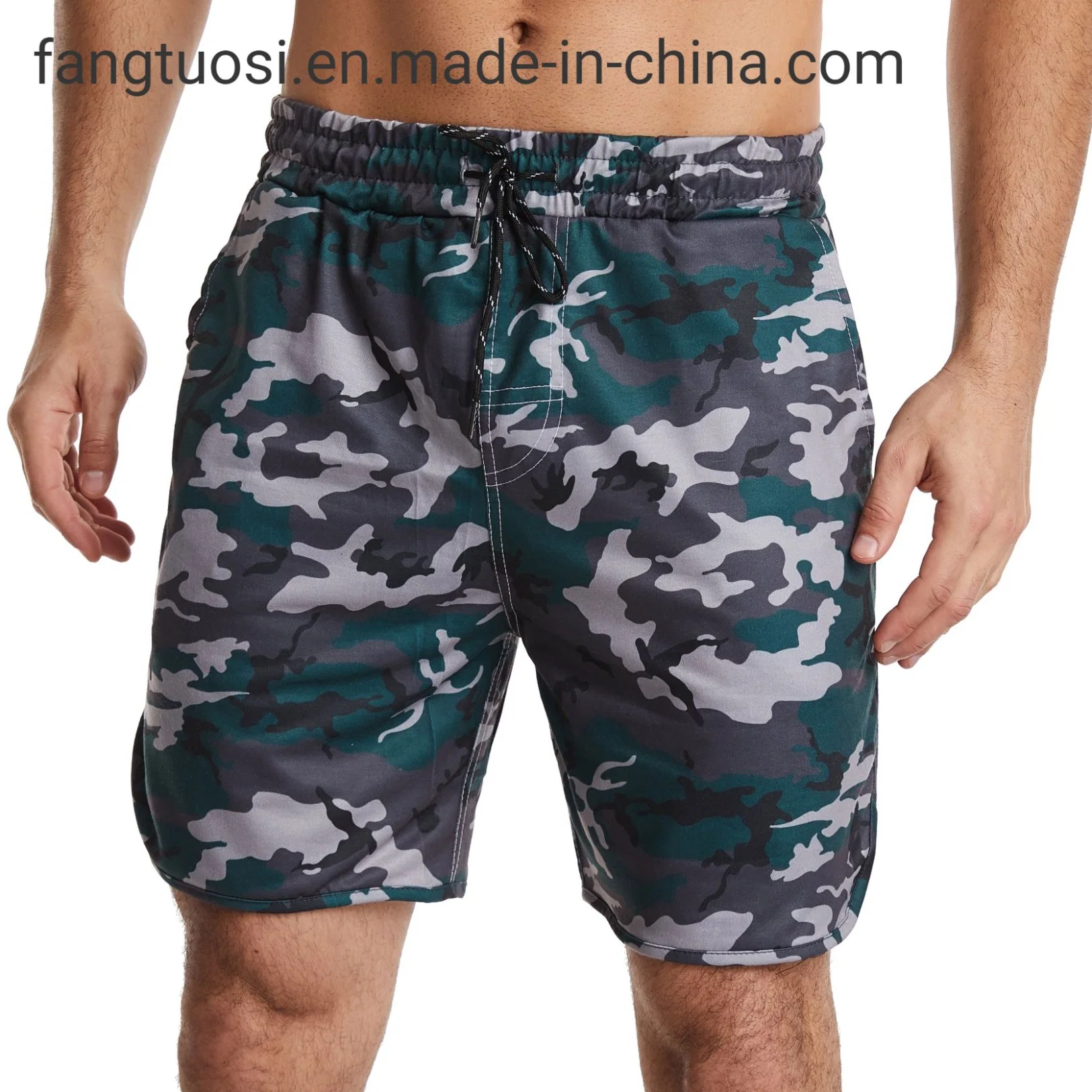 Baixo MOQ Camiseta de Basquete Roupa Ativa Camuflagem Treino Suor Esportes Corrida Pista Academia Shorts Casuais Masculinos com Bolsos