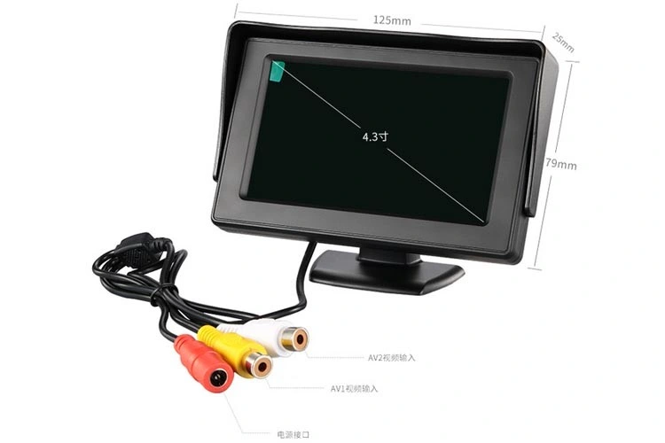 12V DC Vista trasera de la entrada de RCA LCD TFT Monitor 4.3inch coche