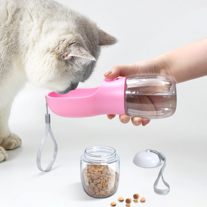 Cute Portable 2 in 1 Plastic Dog Cat Feeder Water Food