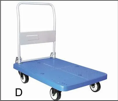 High Quality Four Wheels Capacity Steel 150kgs/300kgs Blue Platform Hand Truck Trolley