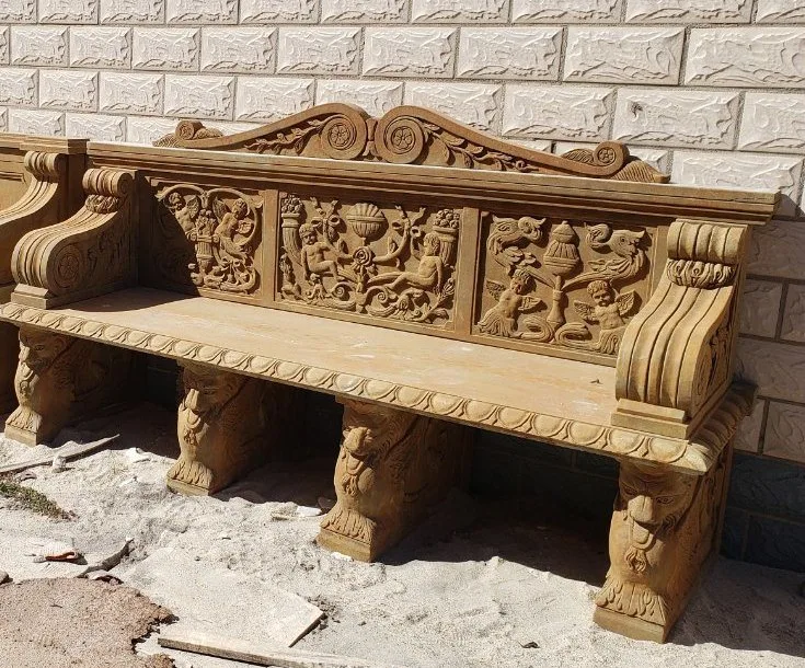 Garden Decoration Outdoor Furniture Stone Marble Carving Park Bench (SYMB-016)