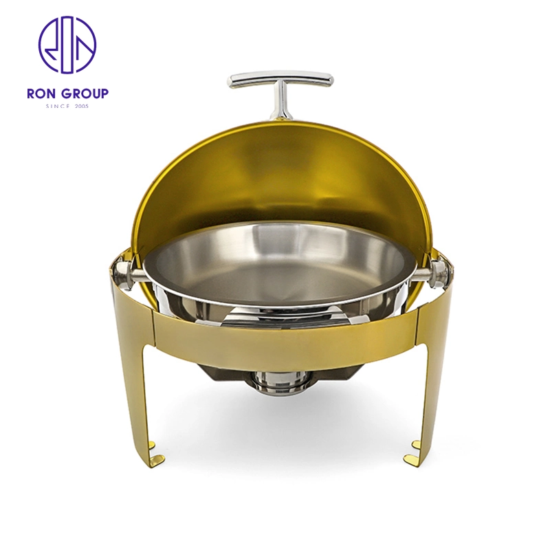 Factory Price Buffet Stove All Gold Round Food Warmer Electric Ues Fuel Use Chafing Dish