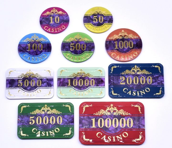 High Quality Rectangular Poker Chips Poker Plaque Acrylic Crystal Poker Chips