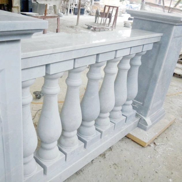 White Marble Curved Handrail Balustrade System Honed