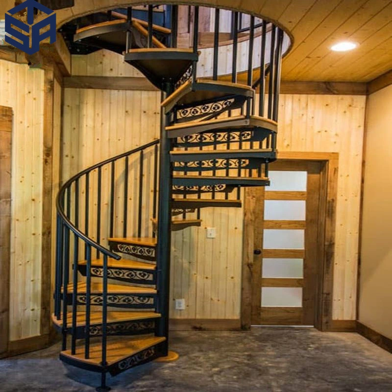 Indoor Steel Wood Spiral Stair for Small Spaces