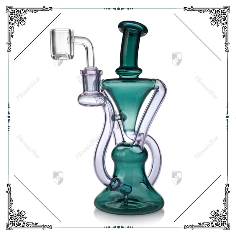 Phoenix Glass Factory Wholesale/Supplier 8 pulgadas Recycler vidrio fumar agua Tubería caliente vende aceite DAB Rig con 14mm Quartz Banger