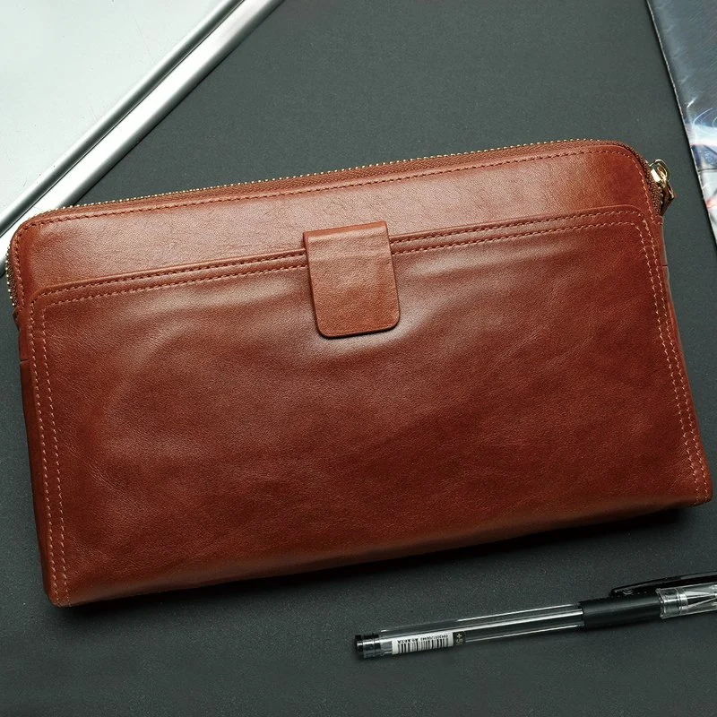 Men's Leather Business Clutch Bag Wallet Cardholder Phone Zipper Purse