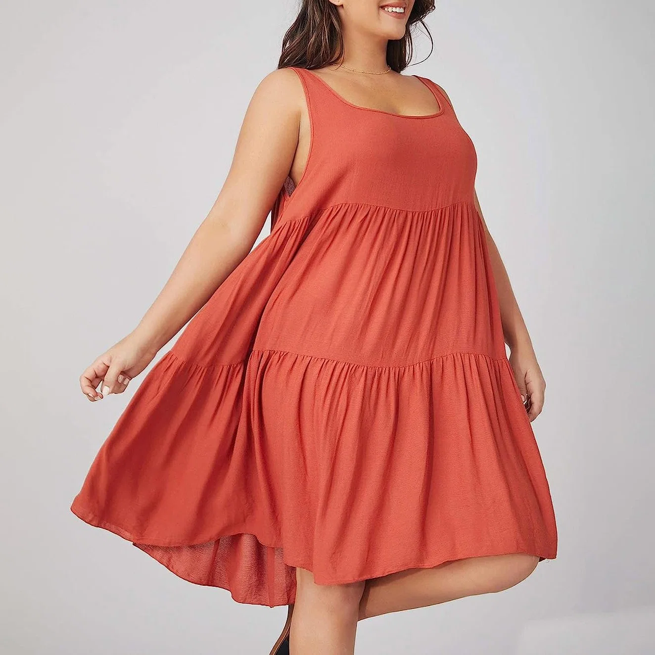 Clothes Women's Plus Size Sleeveless Summer Beach Sundress Loose Casual T-Shirt Tank Dresses