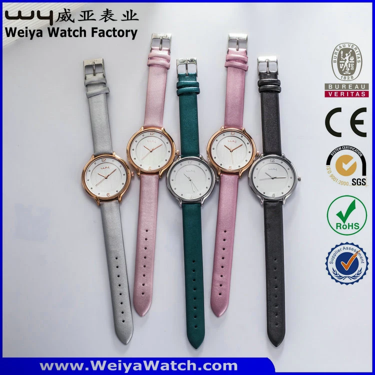 ODM Casual Leather Strap Watch Quartz Ladies Wrist Watches (Wy-052A)