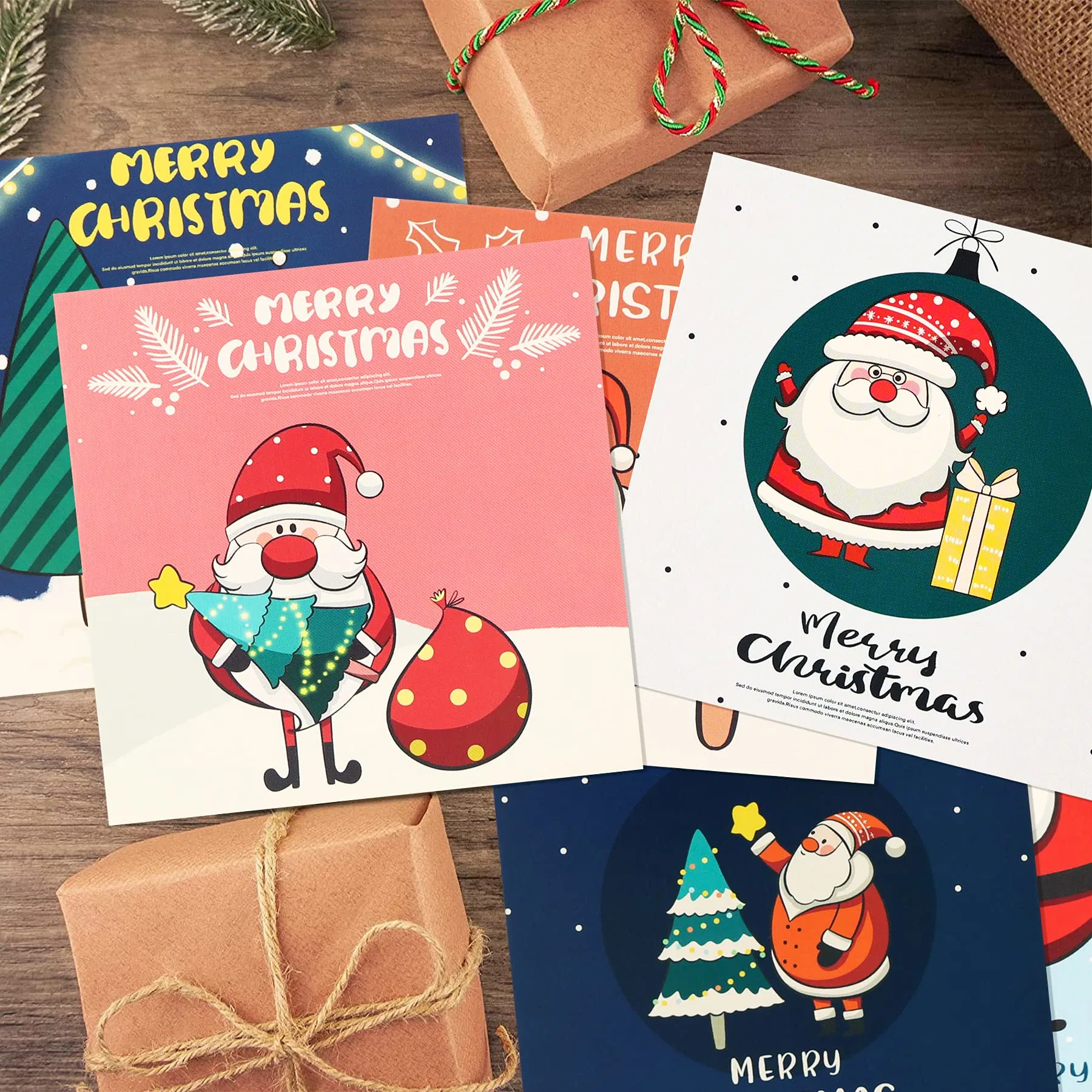 Cartoon Christmas Cards New Year Gift Blessing Greeting Envelope Xmas Greeting Cards Postcards Tarjeta De Navidad