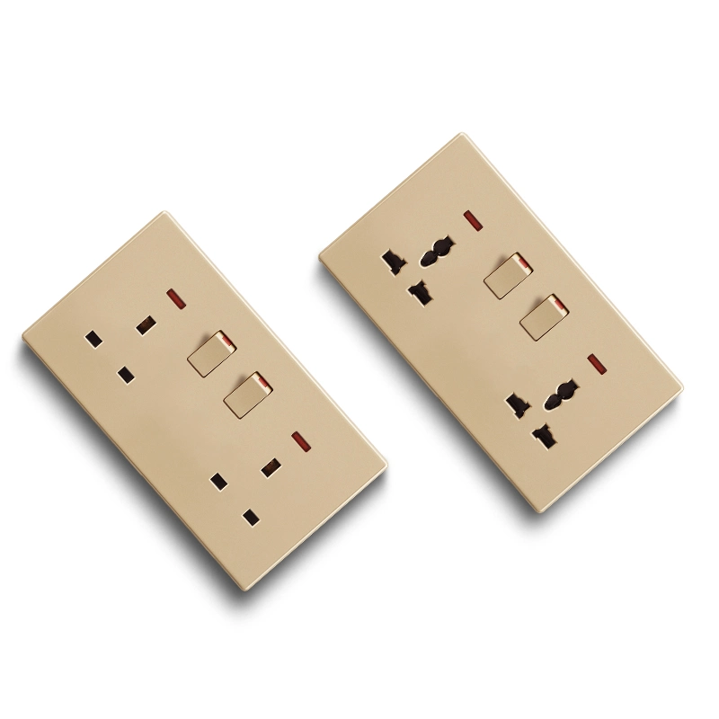 A1 Big Button Gold UK USB Socket Wall Electrical Switched Sockets Switches for Electrical Installation