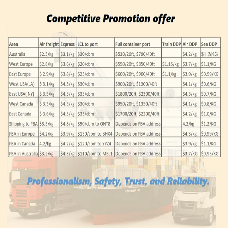 Promotion Beste Luft Versand Rate Seefracht Kosten Logistik-Service Kostenlose Konsolidierung Spediteur von Shenzhen Guangzhou Shanghai Ningbo zu Weltweit