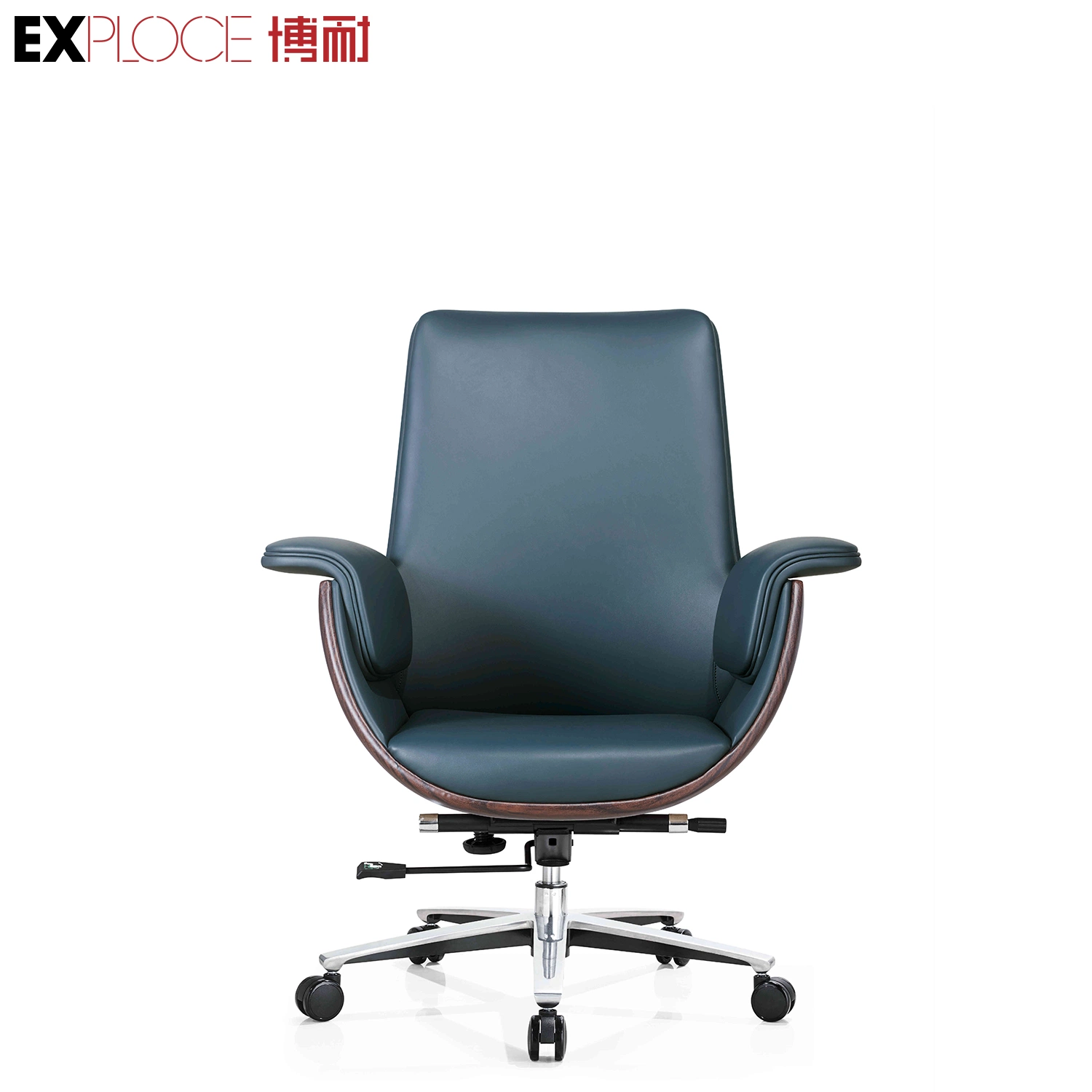 MID Back PU Leather Furniture Gaming Staff Office Computer Ergonomic Swivel Chairs with Synchronous Mechanism with Multiple Locking Positions
