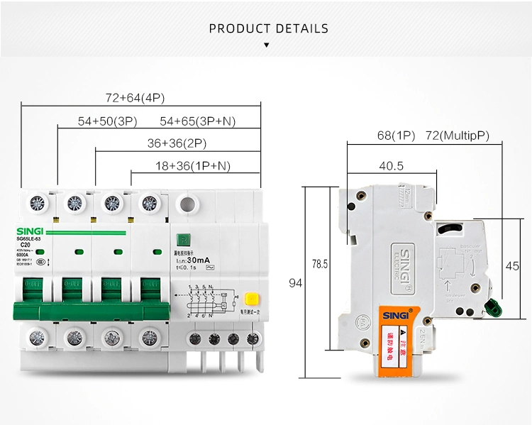 Preço 1 - 4p Suni eléctrico Mini Breakers disjuntor electrónico com Sg65le barato - 63