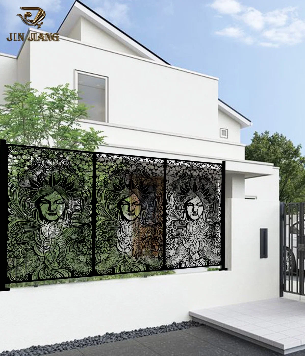 Metal Outdoor Corten Steel Privacy Screen Freestanding Divider Decorative Privacy Fence Screen Balcony Patio Fence