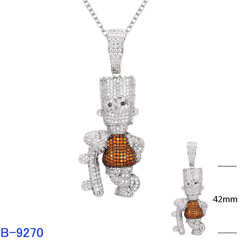 925 Joyería de Plata de la moda Hip Hop Joyería colgante de piedra de zirconio para hombres