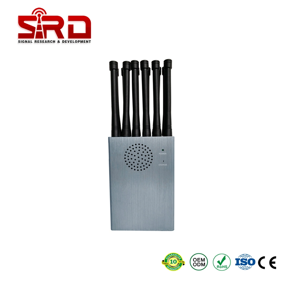 Handheld Portable WiFi Bluetooth 3G 4G High Power 12 Antennas Signal Jammer with Built-in Battery