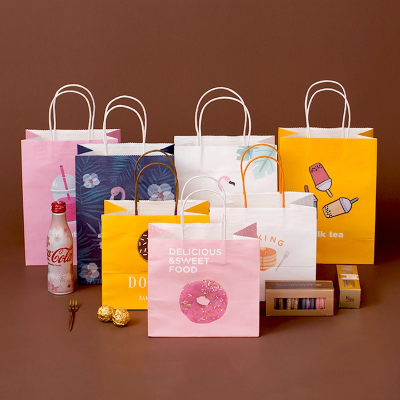 La impresión personalizada bolsa de papel de compras de alimentos regalo quitarle la bolsa de papel