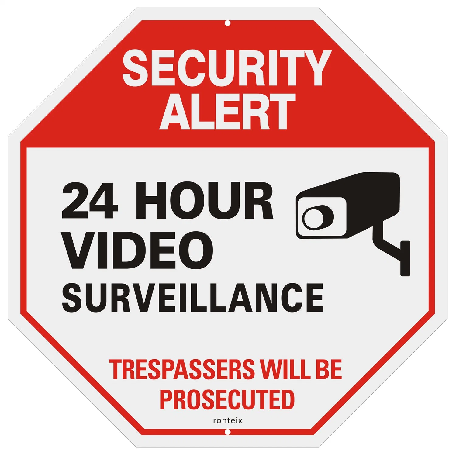 Customized Aluminum CCTV 24 Hours Surveillance Yard Security Sign