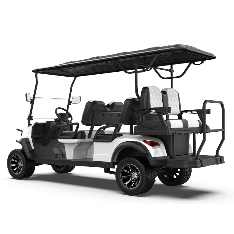 Carrinhos de golfe elétricos off-road de luxo clássicos personalizados de 4 lugares com bateria de lítio legalizados para uso nas ruas.