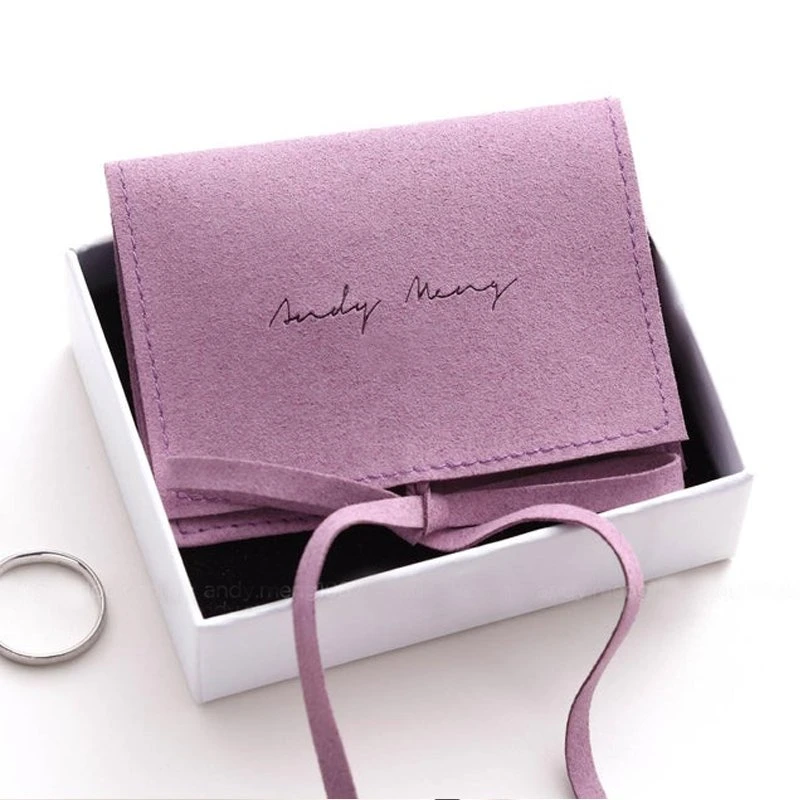 8*6cm Custom Microfiber Jewelry Pouch Personalized Envelope Bag Chic Small Packaging Business Earings Bags Bulk