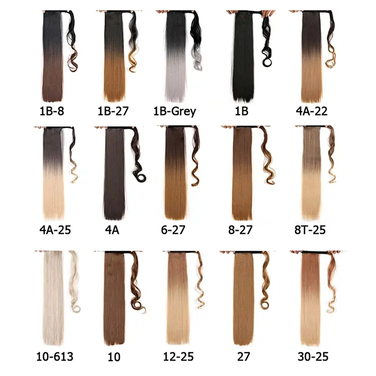 Beautichen Hair Braids and Weaves Hot Selling 17 Inch Wavy Long Ponytail Synthetic Hair Piece Wrap on Clip Hair Extensions Wavy Ponytail Hairpiece