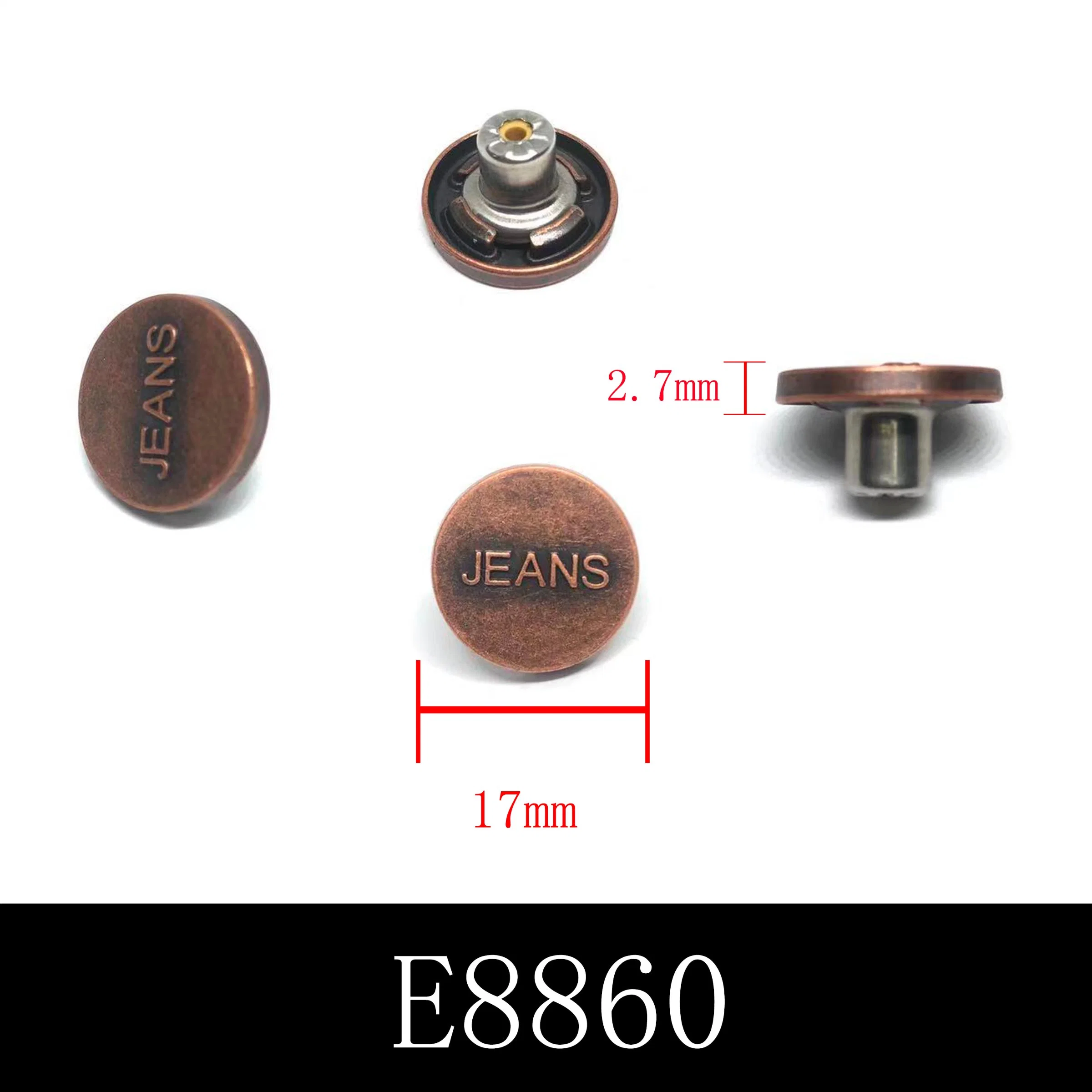 OEM Add Your Brand Logo High quality/High cost performance  Fashion Style Metal Buttons for Denim Clothing