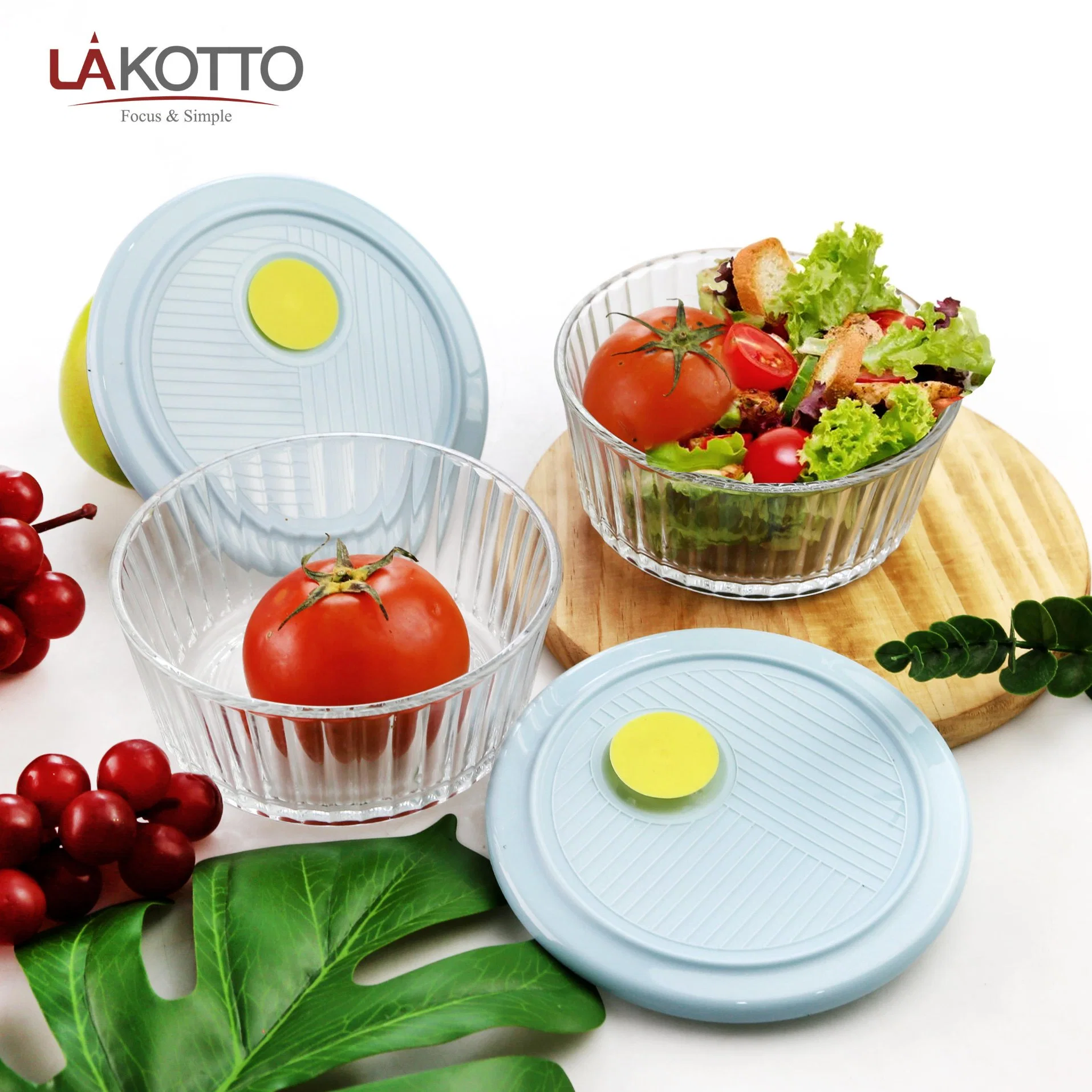 Wholesale Scandinavian New Design Glass Breakfast Container Salad Dessert Container