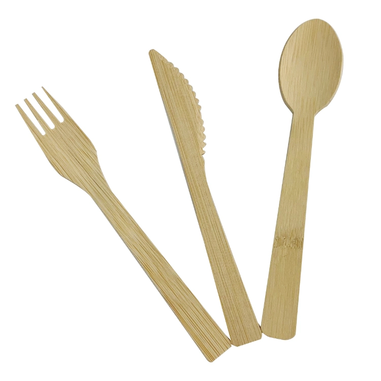 Organic Natural Disposable Bamboo Cutlery / Flatware Set 170mm