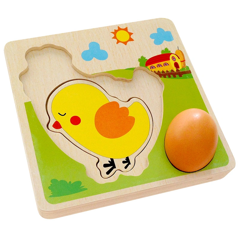 Chicken Growing up Puzzles Wooden Cartoon Puzzle Early Emulational Egg Toy