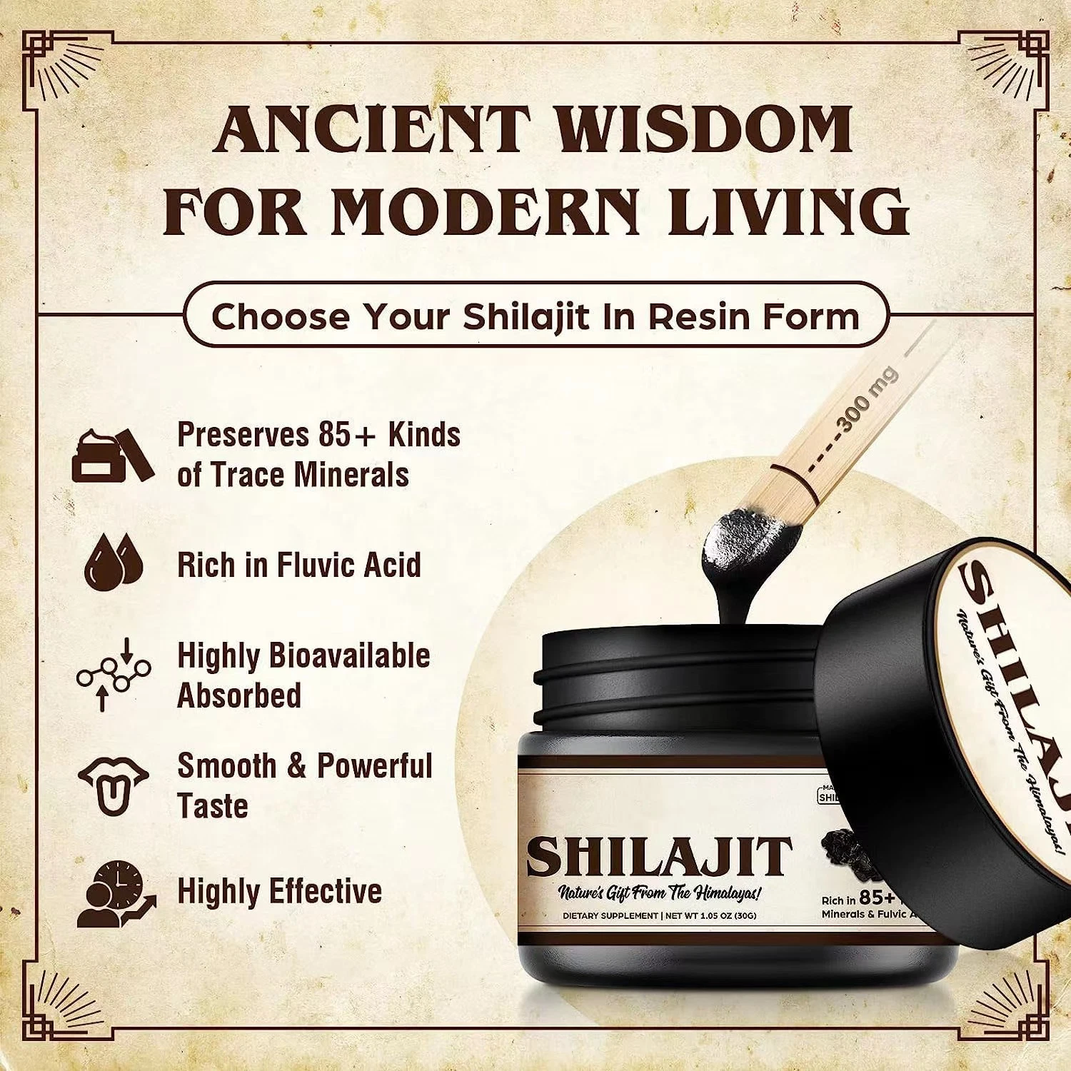 Wholesale/Supplier Pure Shilajit Resin with Scoop High Nutritional Potency Plant-Derived Trace Minerals