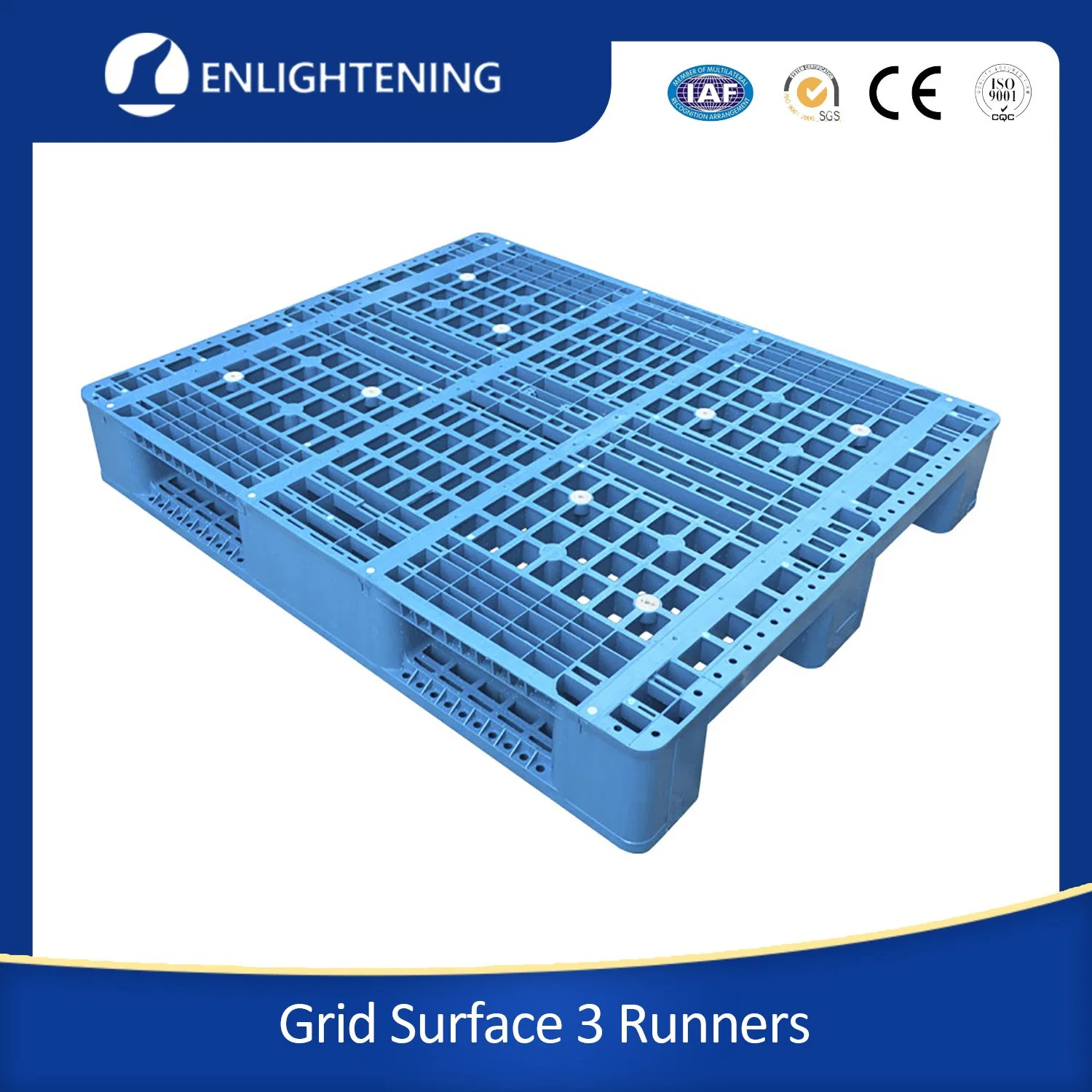 1200X1000X150mm Heavy Duty One Side with Grid Surface Stacking Plastic Pallet for Transportation