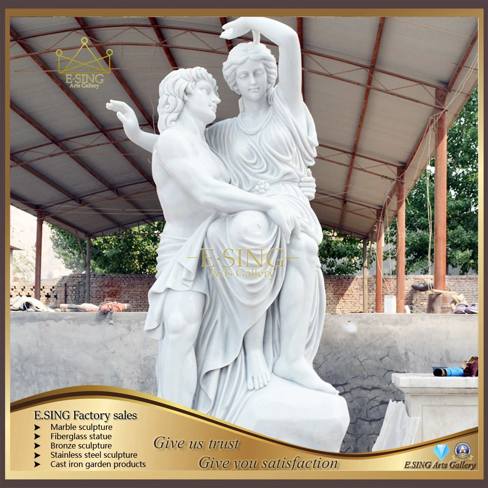 Outdoor Garden Hand Carved Life Size Greek Marble Lady Mother and Child Statues Sculpture