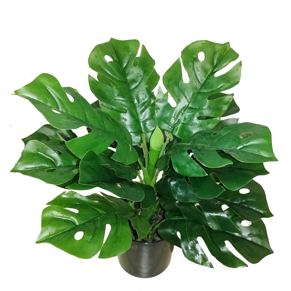 Casi de plástico Natural planta decorativa Monstera Home Garden Mini Planta artificial