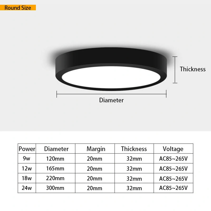 Hochwertige Indoor-Aufputz-Runde quadratische 6W/9W/12W/18W/24W LED-Downlights Bedienfeldbeleuchtung