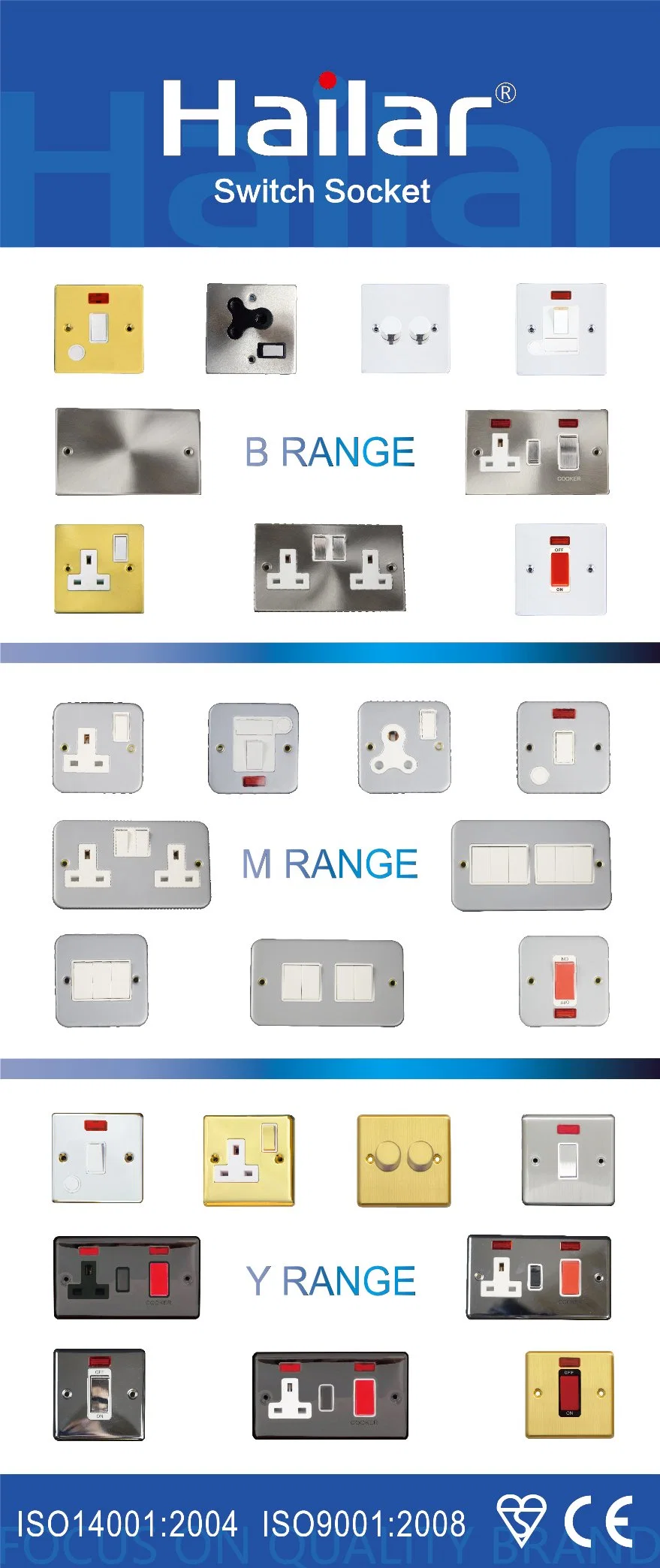 UK Standard 1 Gang Cooker Control Switches 45A Dp Switch