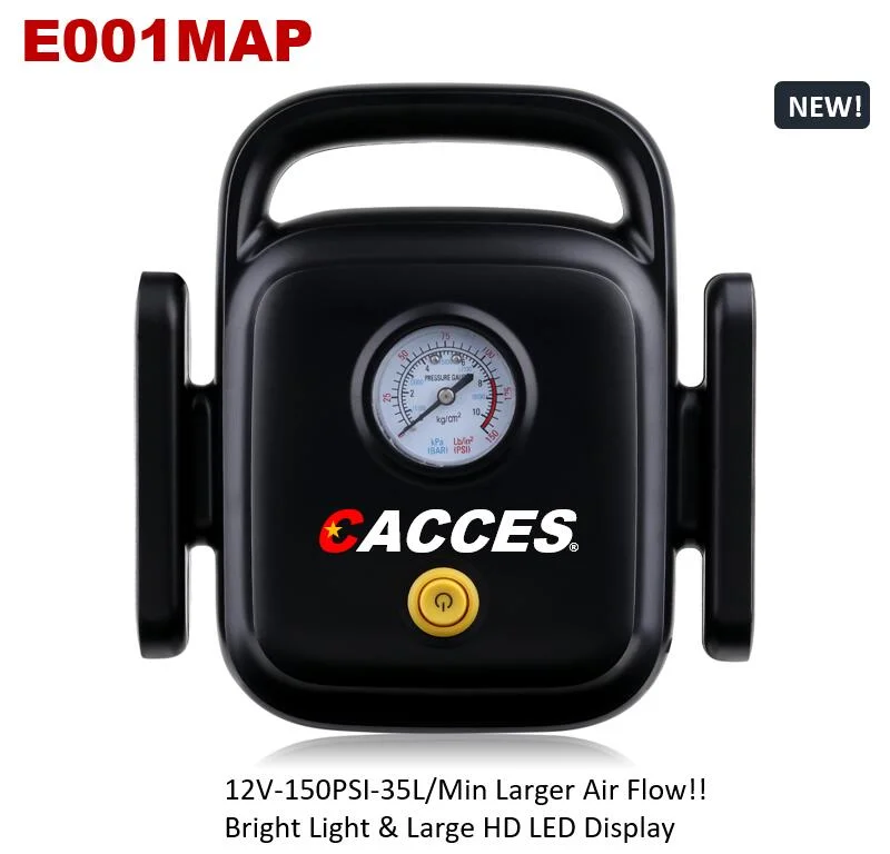 Cacces Air Compressor Tyre Inflator Portable Super Fast 150psi Auto Air Pump Classic Pressure Gauge & Emergency LED Light Car Tyre, Bicycle, Ball, Air Mattress