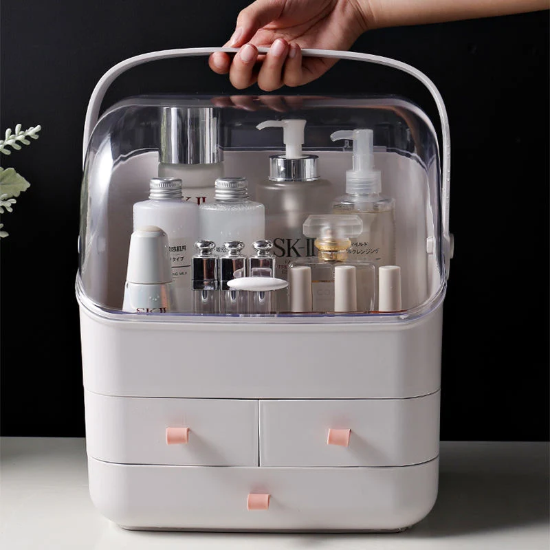 Large Capacity Cosmetic Organizer Makeup Storage Box Dressing Table Container Sundries Case