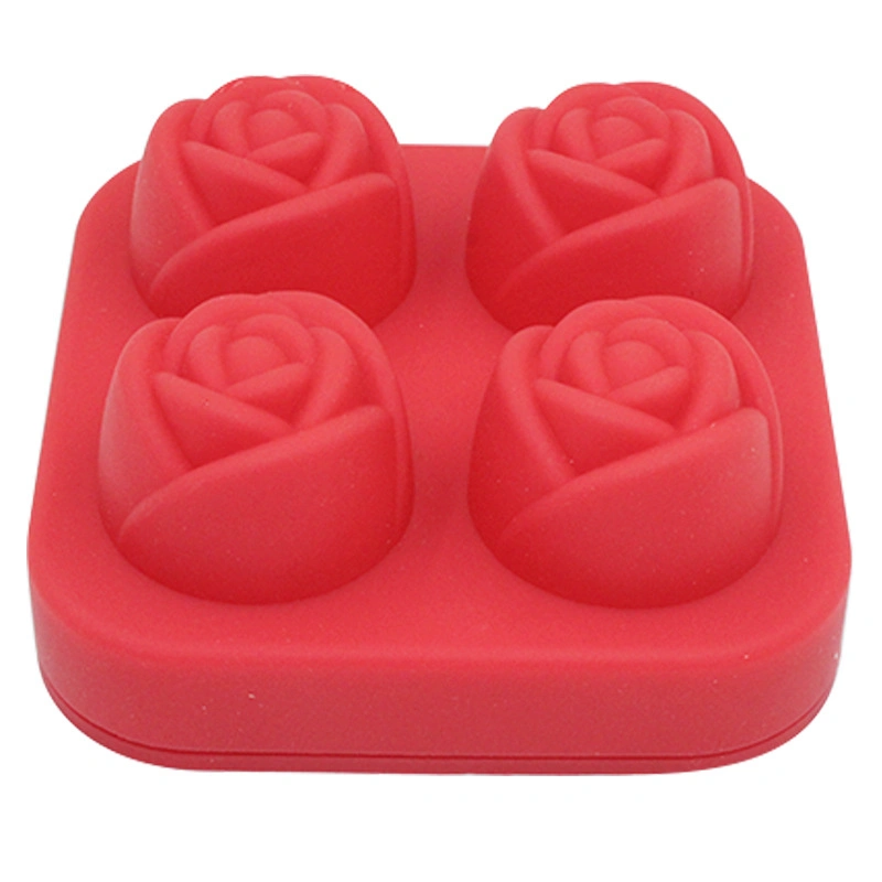 4 Cavity Solid Rose Ice Cube Silicone Ice Mold Chocolate Mold Homemade