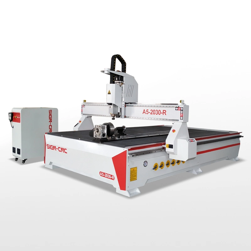 4 المحور 1325/1530/2030/2040 آلة توجيه Wood CNC آلة العمل بالخشب A5-2030-R مع الدوار لمعالجة الأسطوانة