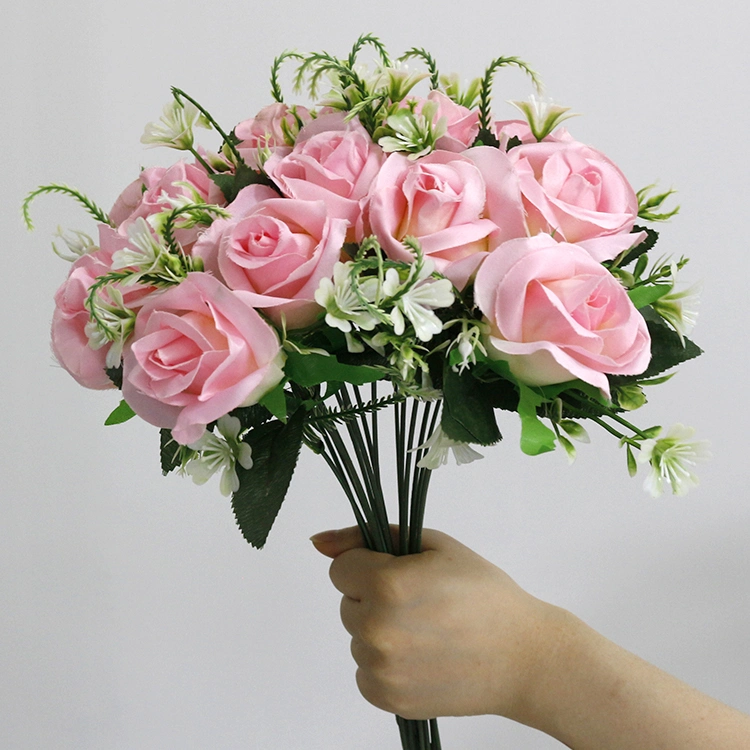 Amazon Boda Rosa Flores ramos OEM/ODM Servicio de flores artificiales Mayorista Flores artificiales de alta calidad