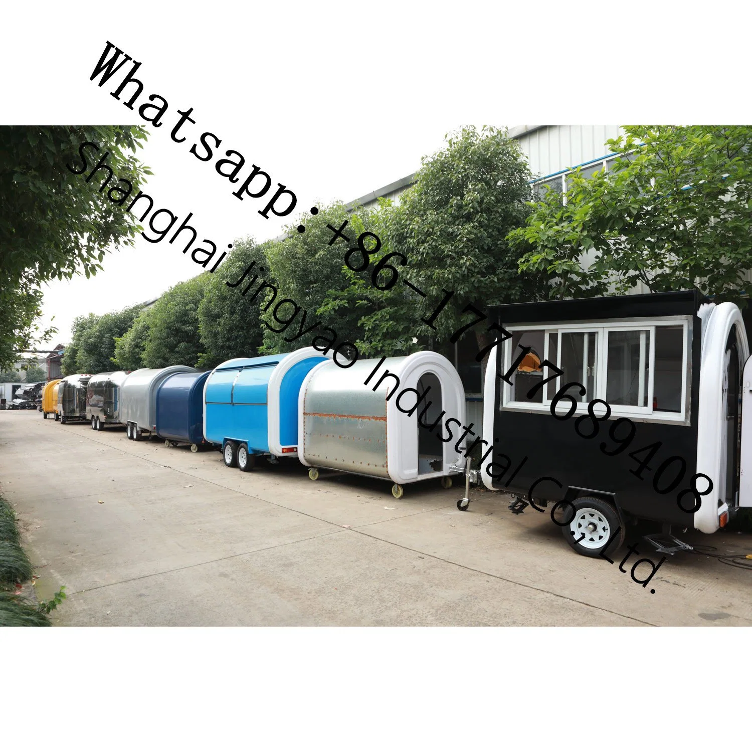 Stainless Steel Mobile Food Cart Trailer Square Service Food Truck Hot Food Trailer Fast Food Vending Truck Food Cart Trailer for Sale