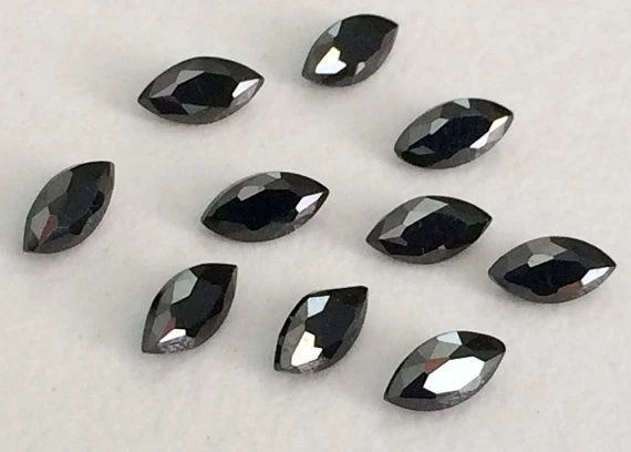 Loose CZ Gemstone Marquise Shape Machine Cut Black Zircon Stone